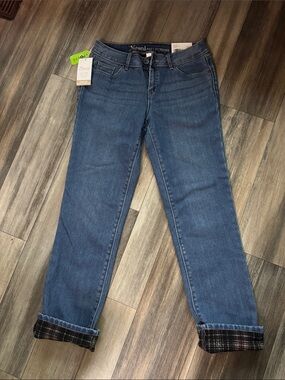 Women’s Fleece Lined Boyfriend Jeans Medium Blue- Natural Reflections